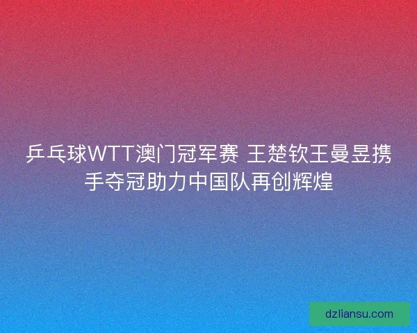乒乓球WTT澳门冠军赛 王楚钦王曼昱携手夺冠助力中国队再创辉煌