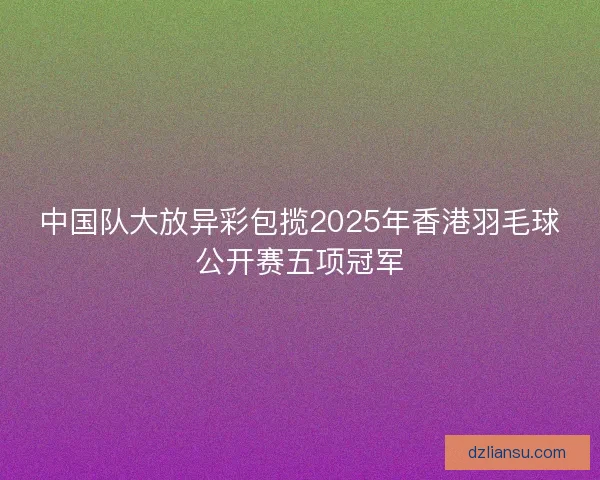 中国队大放异彩包揽2025年香港羽毛球公开赛五项冠军