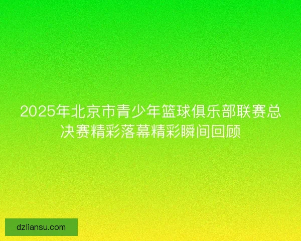 2025年北京市青少年篮球俱乐部联赛总决赛精彩落幕精彩瞬间回顾